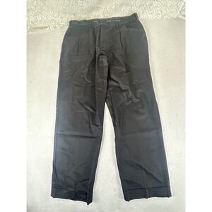 Savane Mens Black Pleated Cuffed Cotton Dress Pants 38x30 S6SB0040